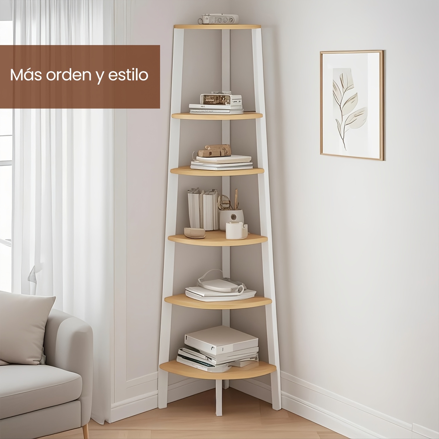 TEMU Estantes Minimalistas, Estructura de Acero de 5 Niveles para Esquina, 37.2 × 37.2 × 159 Cm. Fácil Montaje, Diseño de Almacenamiento Vertical