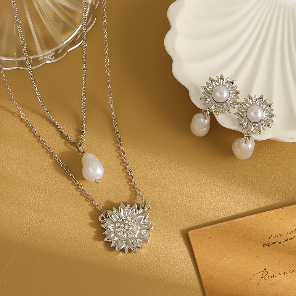 Romantic Sunflower Double-Layer Stackable Jewelry Set
