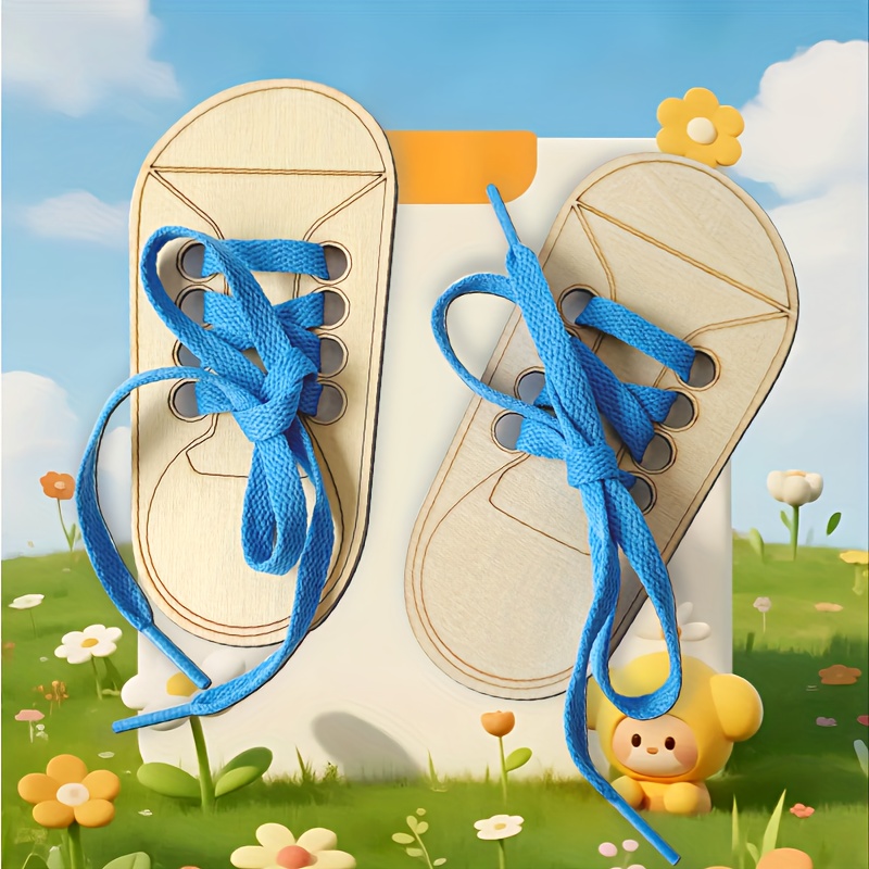 Image of Boys And Girls' , Shoelace Tying Toys, Wooden Graffiti, Children's Puzzle, Rope Tying, Building , Christmas And Halloween Gifts