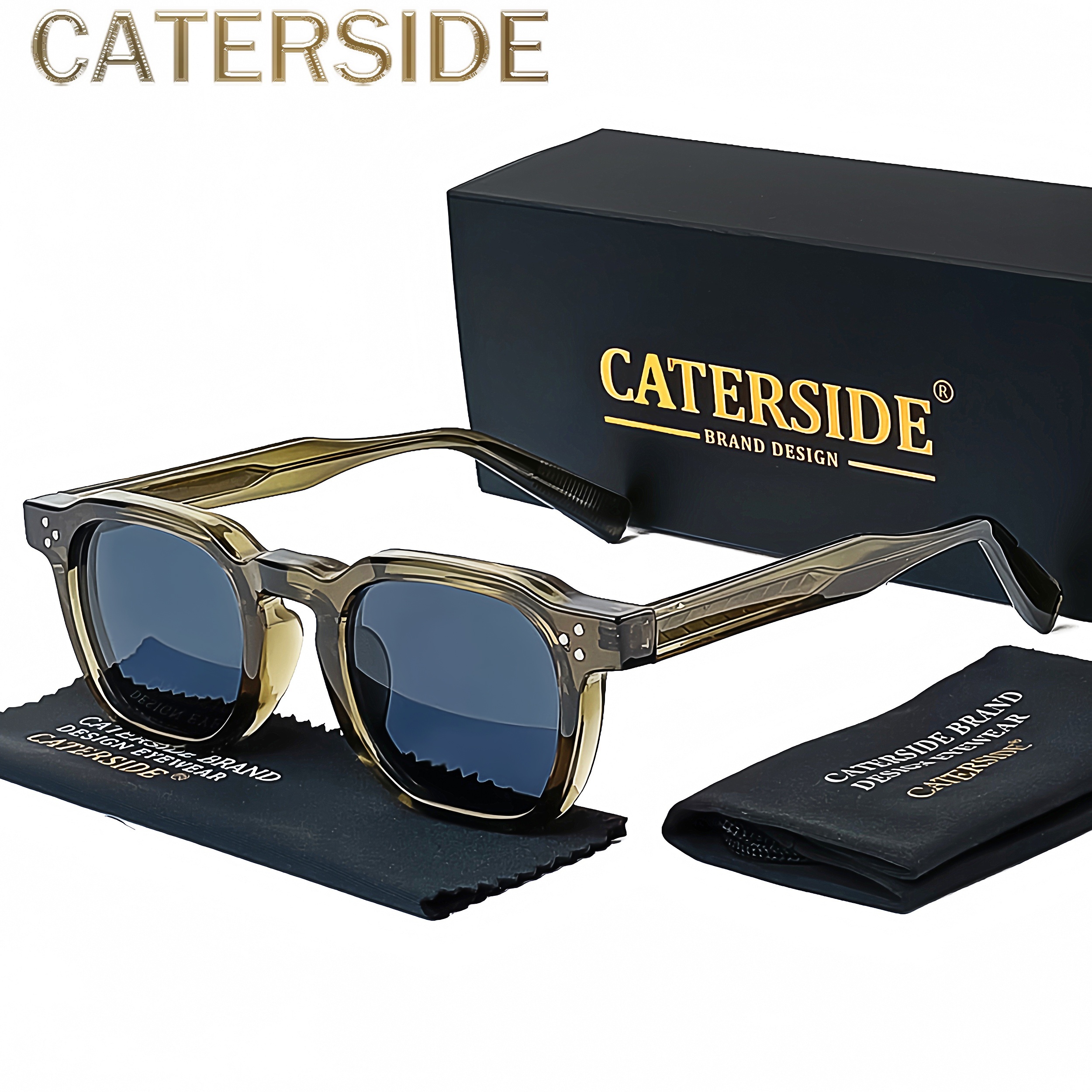 

Caterside Men's Glasses, Korean Style, Full Rim, Pc Lens, Wide Frame (>139mm), Metal & , Vacation & Hiking Casual Eyewear, Streetwear Accessory, Gift Set With Case Rc005