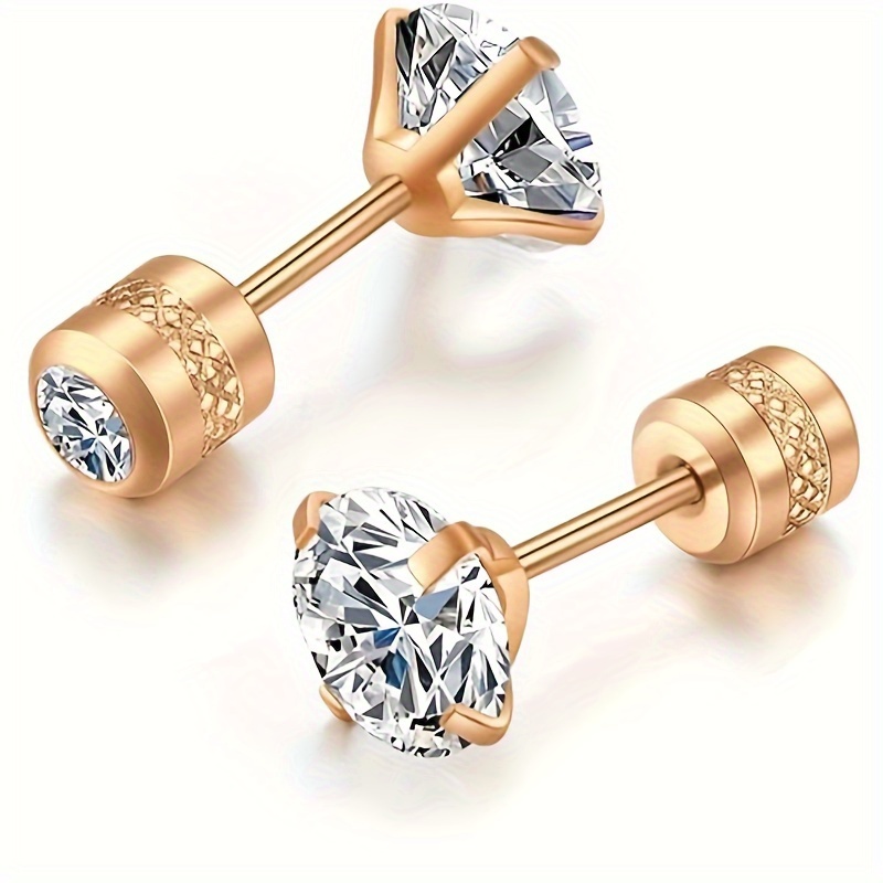 a pair 4mm cubic synthetic cubic zirconiaia studs earrings