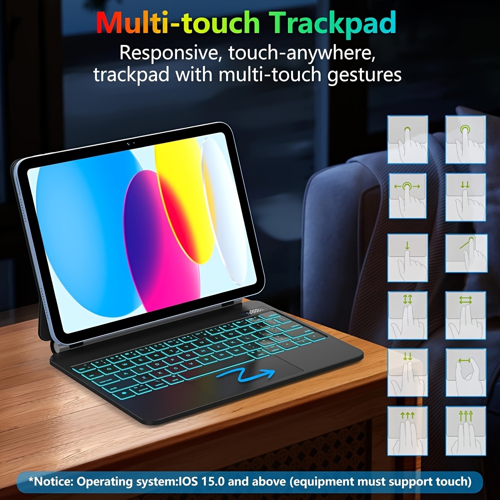 [Solely Magic Keyboard Case2]: Magnetic Attach, Multi-Gesture Trackpad, 7-Color Backlit, Shortcut Keys for Ipad 8.3