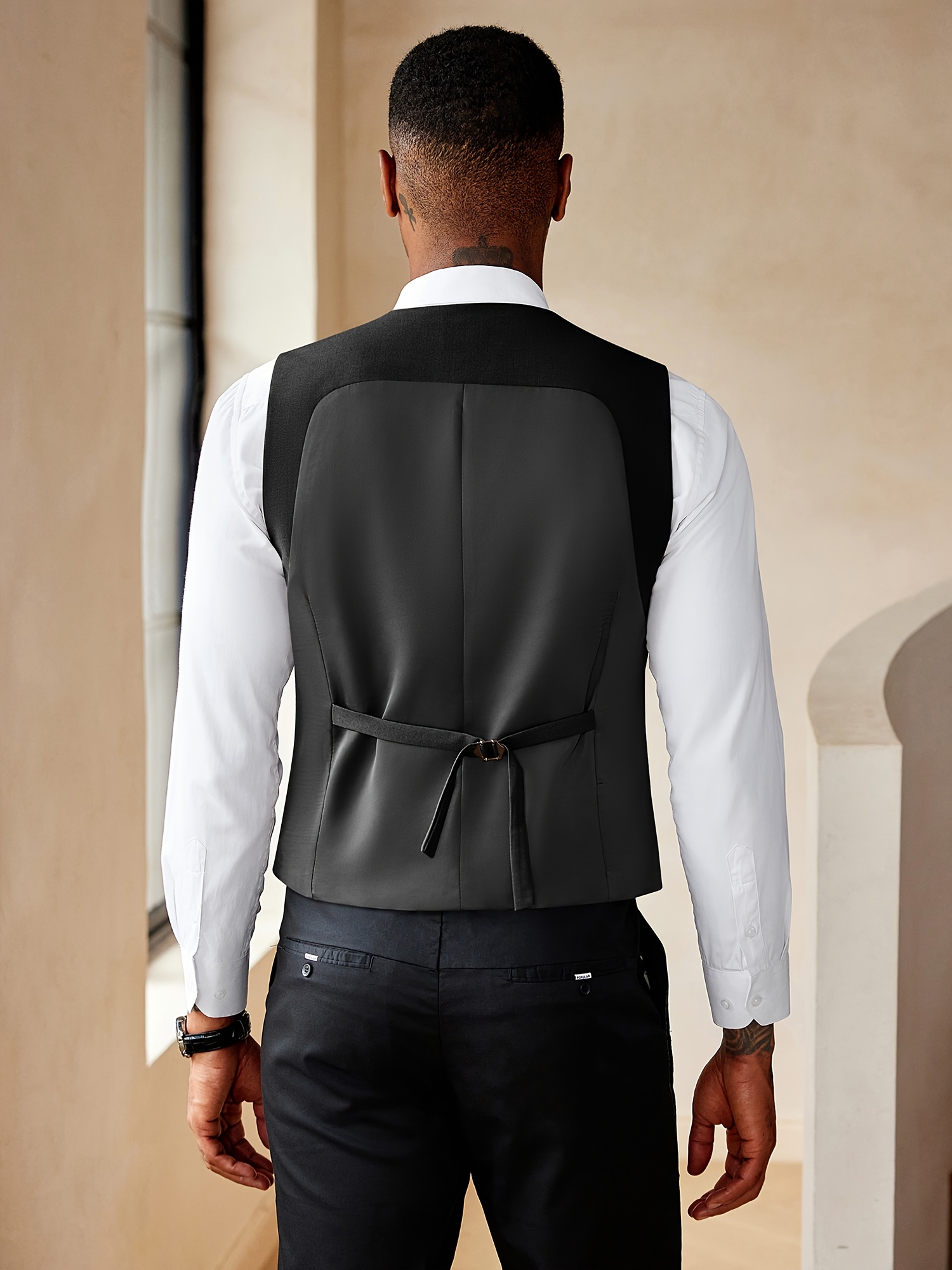 mens suit vests fit double breasted dress vest casual - Temu