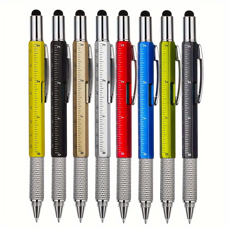 1 2 pcs multi functional tool pen creative 6 in 1 screwdriver level scale pen   head ballpoint pen details 6