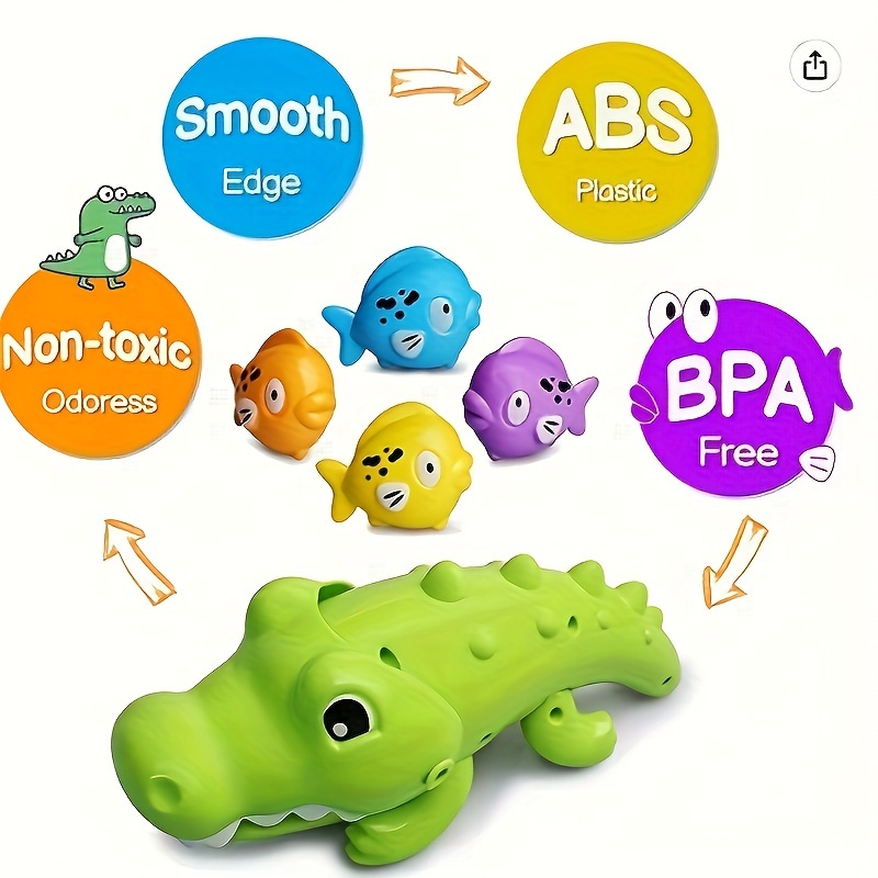 

Kid's Bath Toy: Creative Educational Crocodile Eats Fish - Plastic, Suitable For Ages 3-6