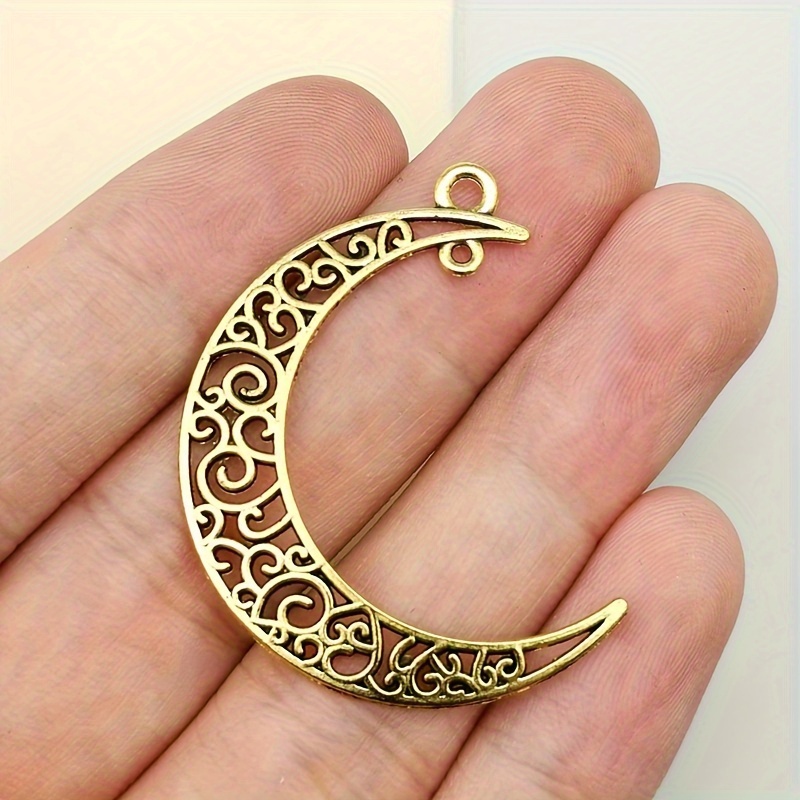 Vintage Hollow Flower Moon Charm Pendant, DIY Craft