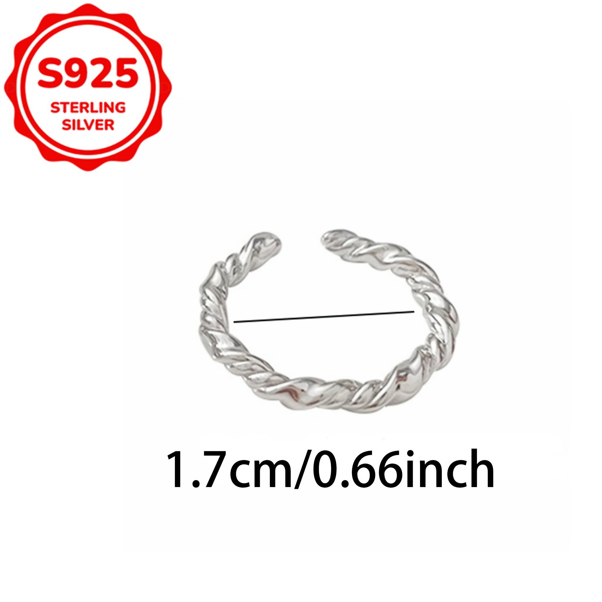 Women's S925 Silver Braid Open Ring, Easy Versatile Wear