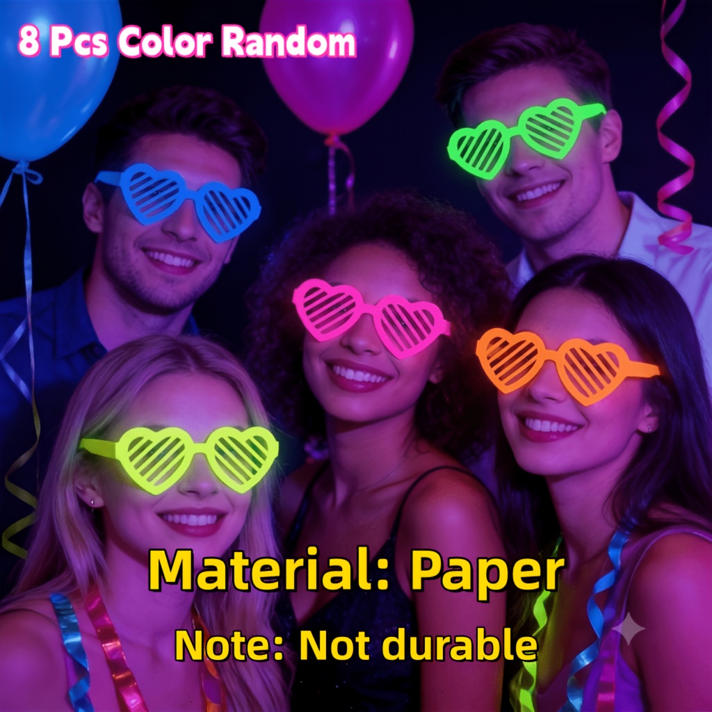 TEMU 8 pezzi di montature per occhiali che si illuminano al buio, materiale resistente, articoli per feste che si illuminano al buio | Occhiali neon,