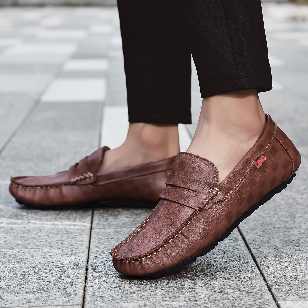 Mocassins Hommes Cuir PU à Enfiler - Chaussures Décontractées Confortables Pour Quotidien Et Occasions
