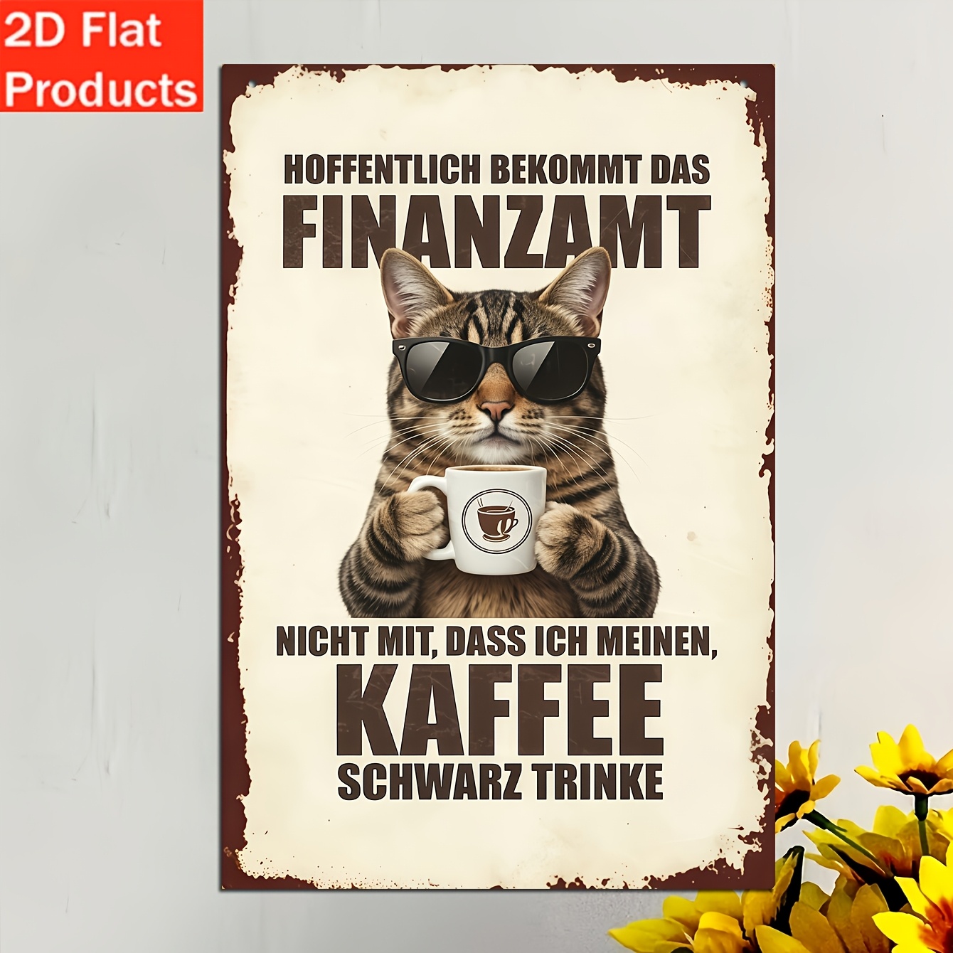 Image of 2d Flat, 1pc German Wall Plaque - Vintage & Kaffee Poster Sign Suitable, Cafe, Office Decor - Artificial German Language Decoration With Kaffee Text - Funny Gift For Lovers, Retro Kaffeehaus, 2d Flat