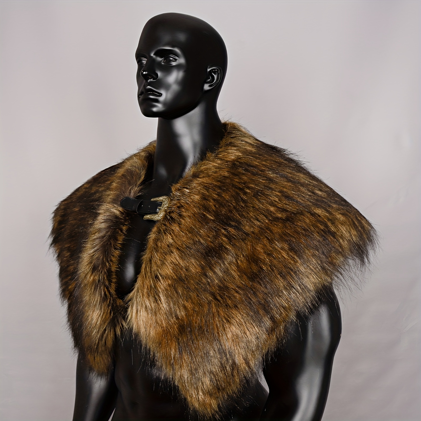 Costume Guerrier Nordique Col Fourrure Viking - Cape Médiévale Pour Cosplay Et Halloween Déguisement Viking Fausse Fourrure