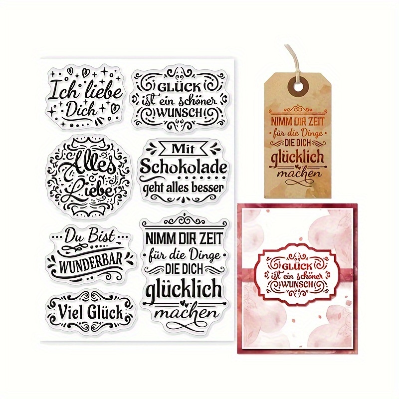 

1pc German Transparent Stamp Diy Vintage Emotion Words Silicone Transparent Stamp For Card Making Diary Photo Painting Tool