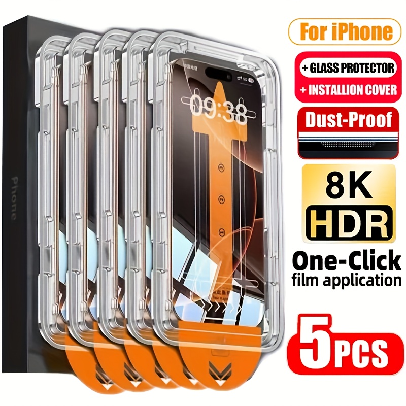 E-shop 5-teiliges HD Staubfreies Display-Schutzfolie mit Oleophobischer Beschichtung, Einfache Montage, Kompatibel mit iPhone 17 Pro Max/Air