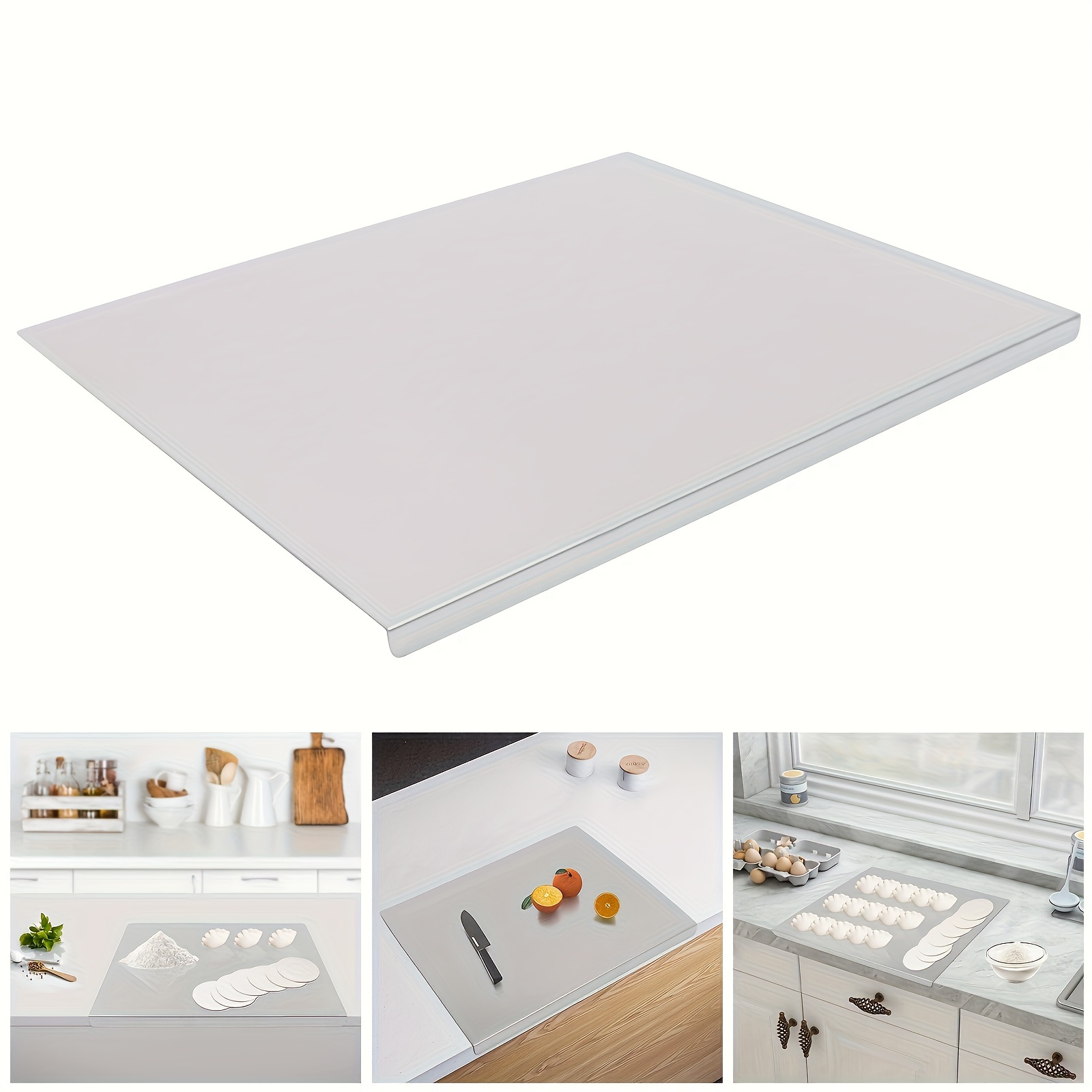 1pc large 304 stainless steel cutting board with     chopping board for meat fruit vegetables bread baking   kitchen prep surface details 1