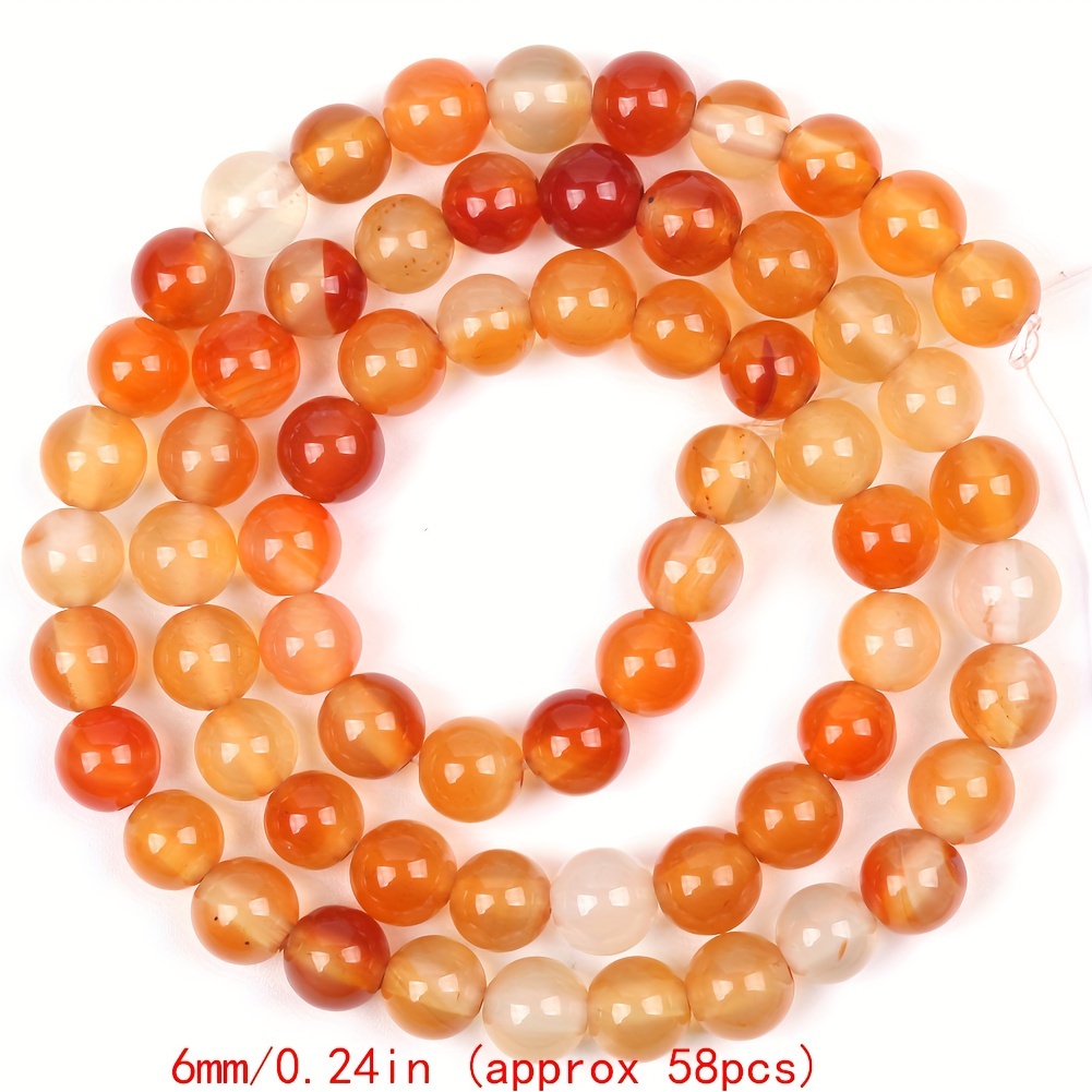 4mm-12mm Natural Carnelian Round Loose Spacer Beads For Jewelry Making Bracelet Necklace Additions 15"