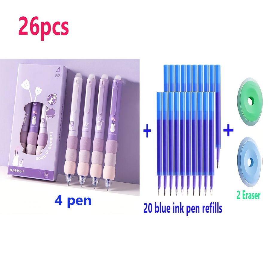 26-style Erasable Gel Pen For Correcting On The Go. Anti-slip . Blue Ink. Comes With An Eraser. School Stationery. Student Writing Supplies