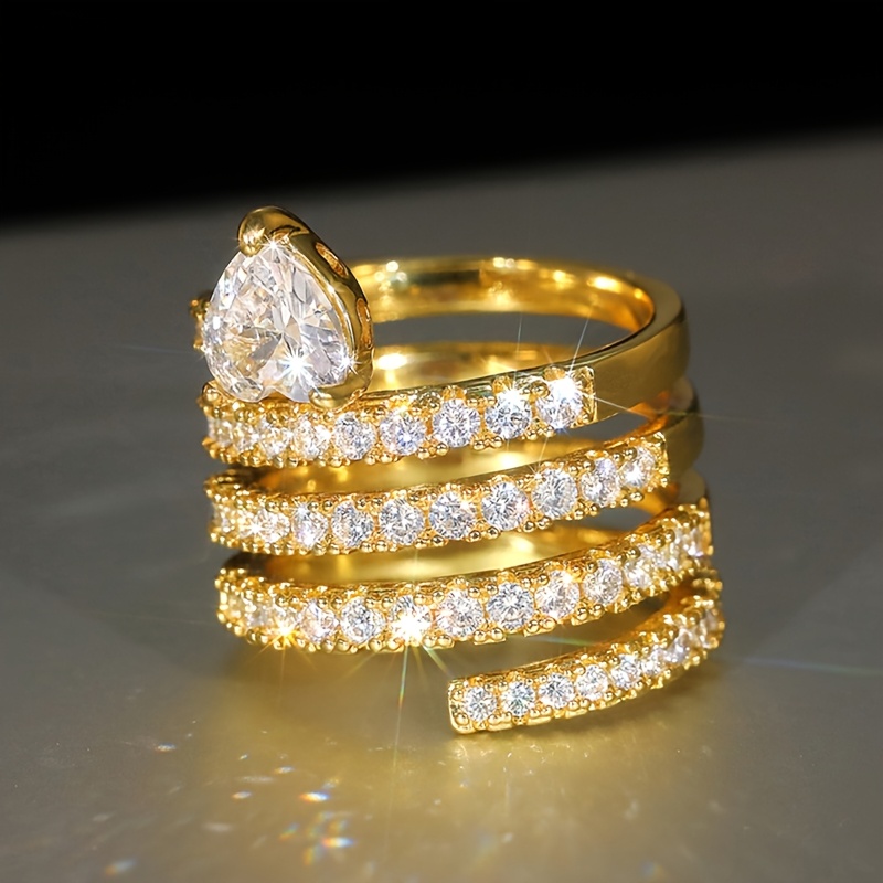Women's Multi-Layer Heart-Shaped Ring, European Style