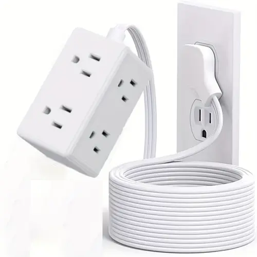 power strips 6 outlet extender flat plug extension cord 6ft with outlet covers ultra thin outlet concealer white 6 outlet power strip universal size for home kitchen