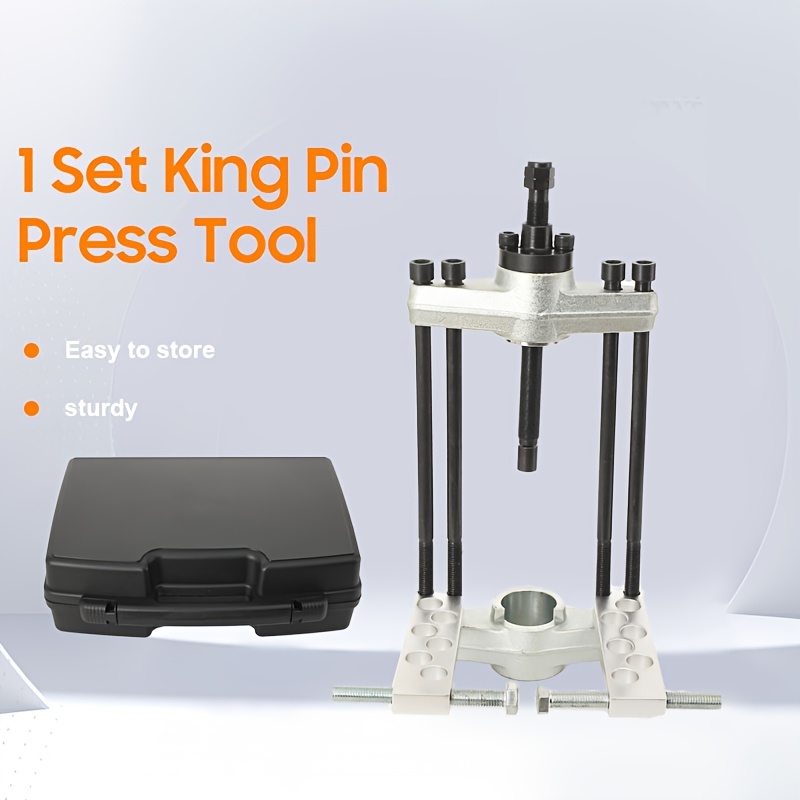 King Pin Press Tool 90150 For Medium Heavy Duty Trucks Class 3-8 | Semi Truck King Pin Removal Kit With Screws & Tie Removers, Aluminum, Applicable, Without Battery
