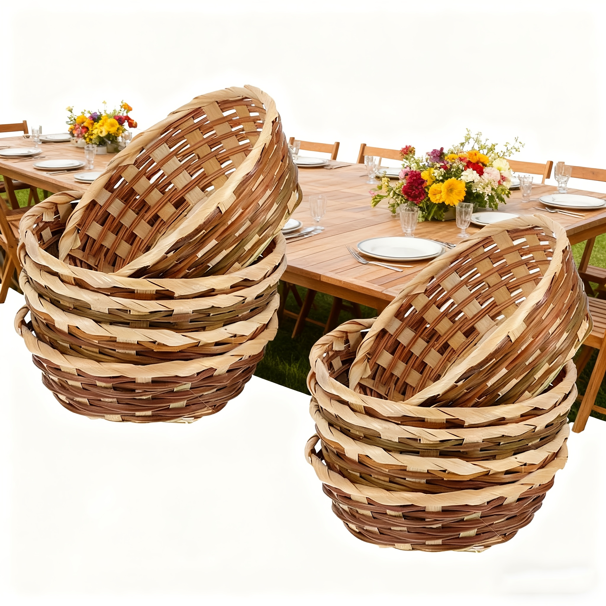 Image of 10pcs Small Woven Baskets, Kitchen Restaurant Display Decor Basket, Gifts Baskets, Christmas Home Decor Baskets, Kitchen, Bedroom & Living Room Decor, Fall Decorations For Home, Shelf Baskets