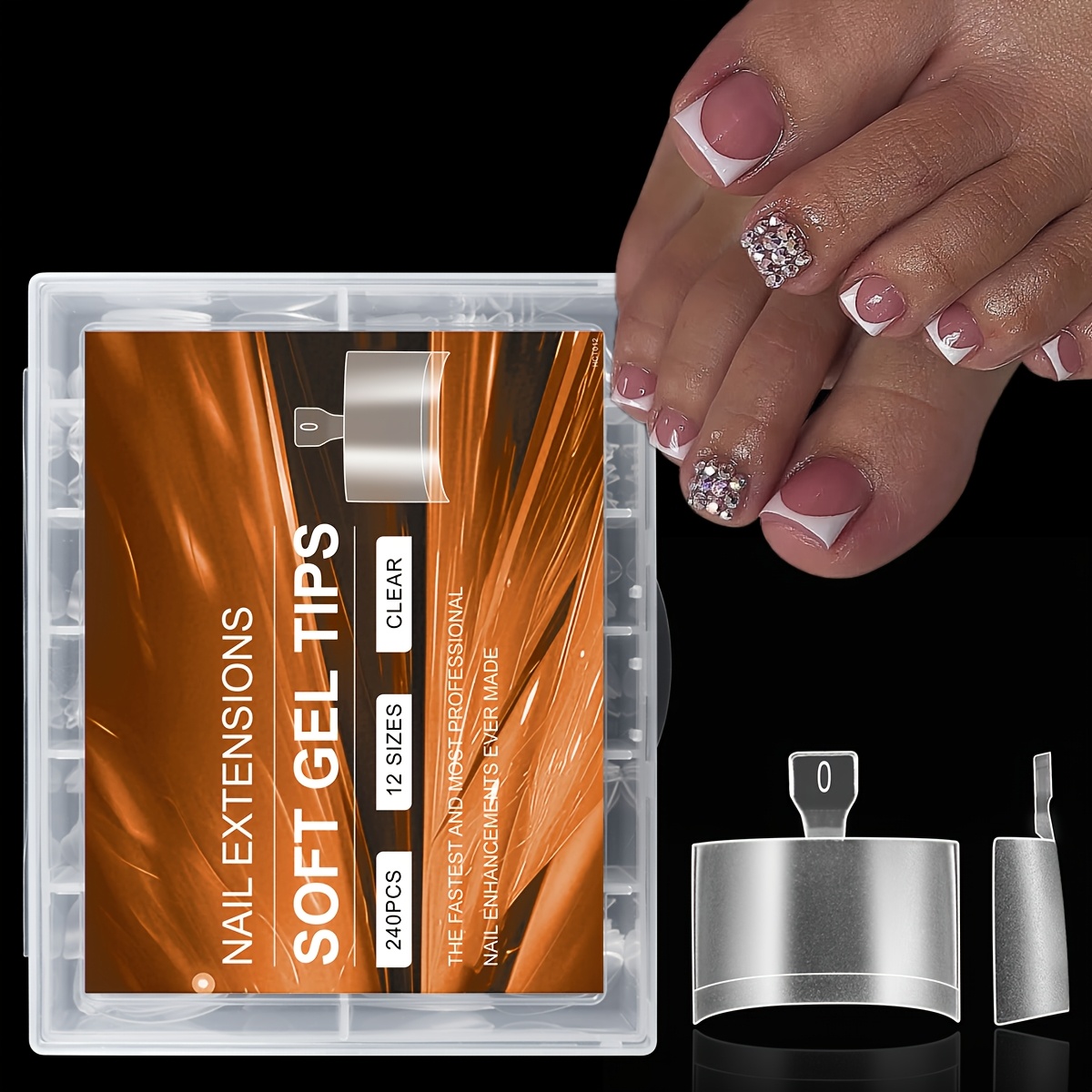 TEMU 240 uñas postizas QuickChic de gel mate para dedos de los pies, puntas de uñas de cobertura total cuadradas de acrílico artificial para pedicura