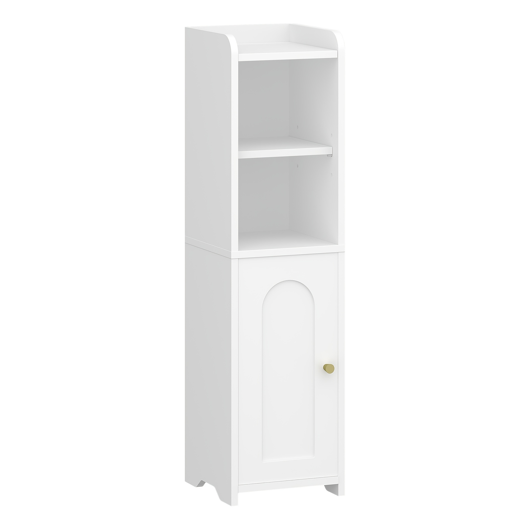 TEMU Meuble de rangement de salle de bain blanc, rangement de toilette avec portes, étagère de salle de bain mince, étagères réglables, encombrant,