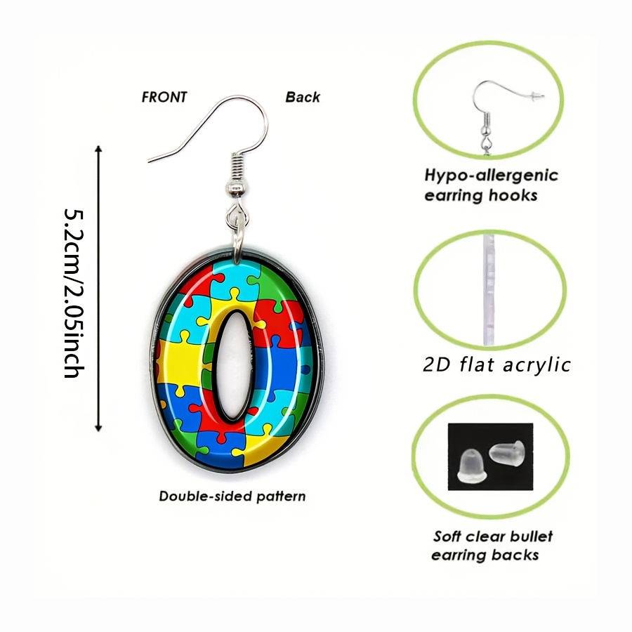 Cute "OK" Autism Puzzle Acrylic Cartoon Earrings