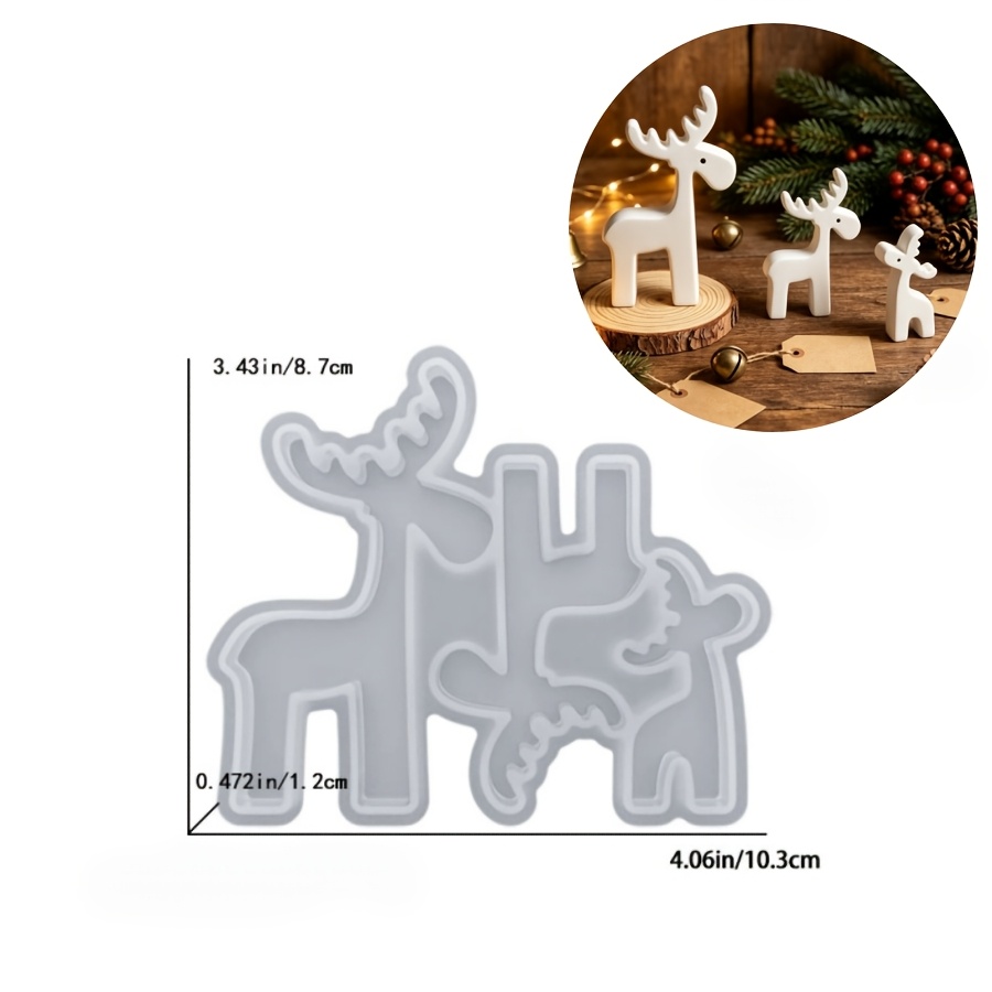 TEMU Moule en silicone réutilisable à 3 cavités pour ornements de de Noël et fabrication de bougies - Moule polyvalent de bricolage pour pâte à