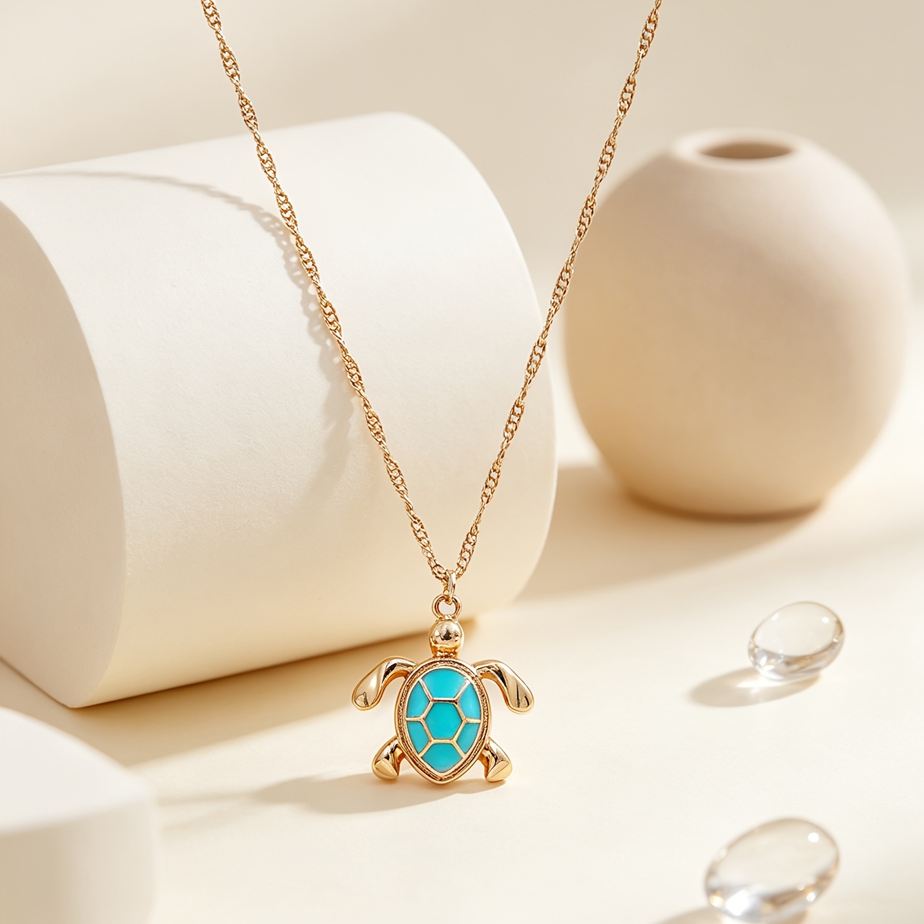 Image of 1 Exquisite Enamel Sea Turtle Pendant Necklace, Ocean Animal-themed Jewelry, Suitable For Women And, Summer Beach Vacation Fashion Accessory, Versatile Casual Attire Choker Chain