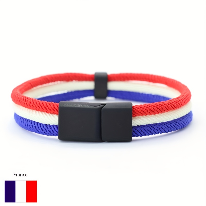 Men's Patriotic Flag Bracelet, Adjustable & Lightweight