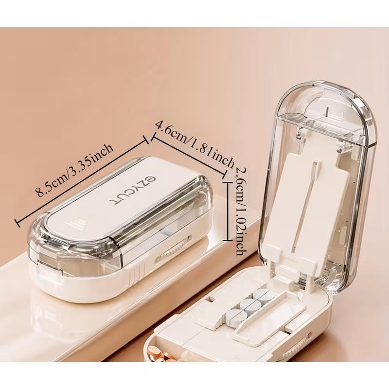 new half third particularized pill cutter adjustable pill cutter food grade safe material non slip base cut pills suitable for traveling and camping Product details 3