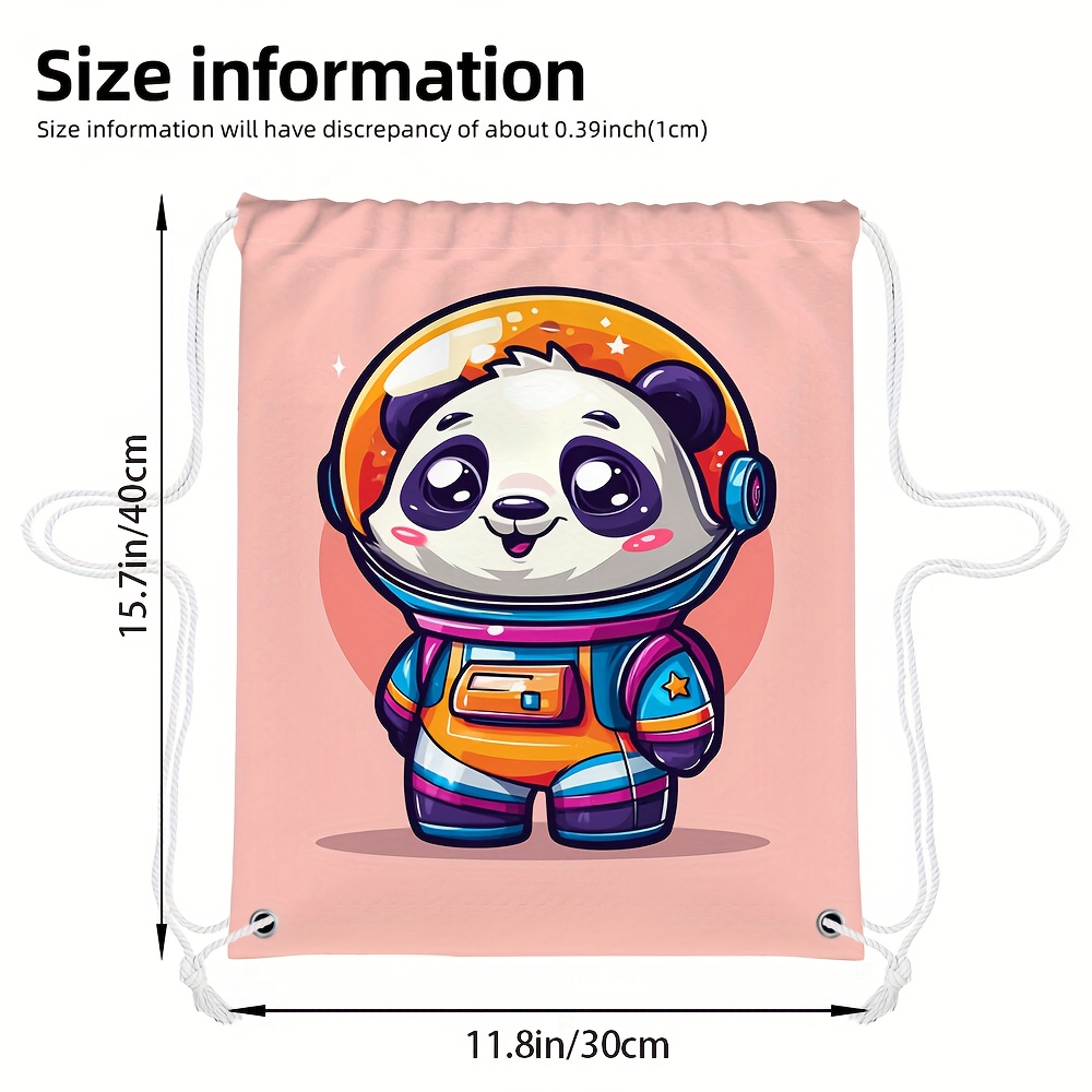 TEMU 1pc Sac à Dos Imprimé 2D Panda Astronaute - Tissu Léger et , Multiples Poches, Durable pour Yoga, Gym, Voyage et - Cadeau Sportif Idéal,
