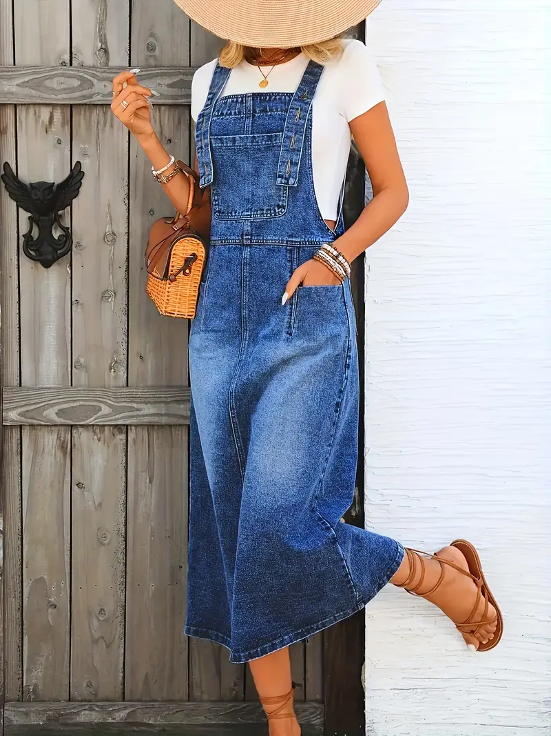 blue cargo dress Blue V Neck Sleeveless Drawstring Waist Cargo Pocket Dress *FINAL SALE*
