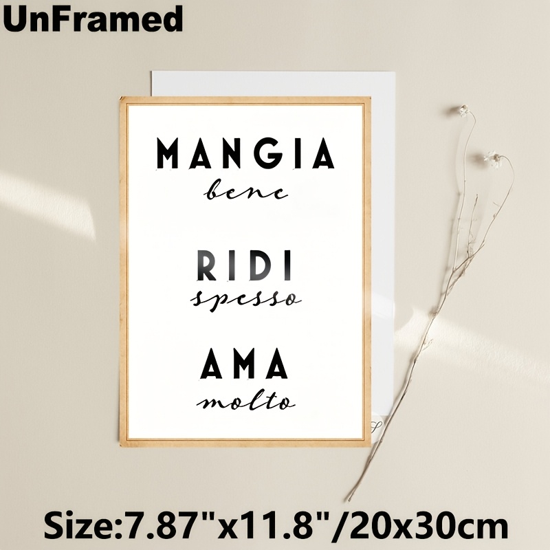 TEMU Piatto 2D, Poster e Stampe Piatte 2D, 1 pz Poster su Tela da Parete Senza Cornice, Poster a Tema con Citazione Italiana, Poster Minimalista,
