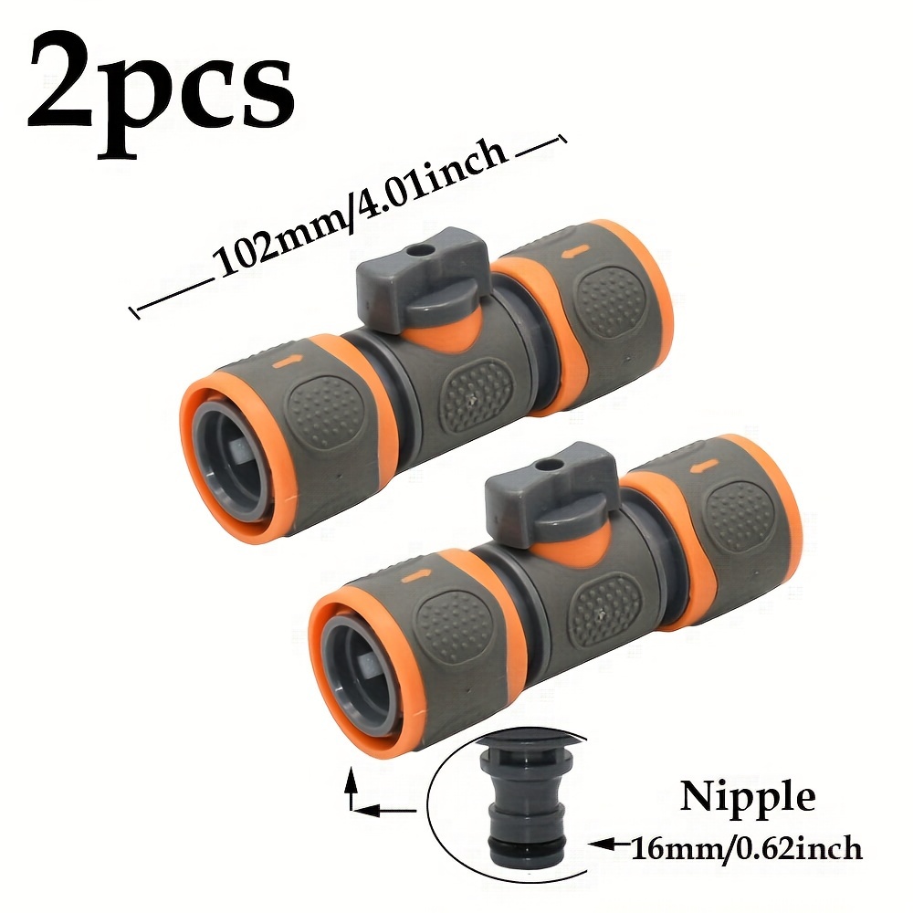 Image of 2pcs 16mm Tap Quick Connecter Valve Garden Hose Ball Valve Fittings Watering Gun Adapter Tap Hose Quick Connecter Drip Irrigation System Adapter