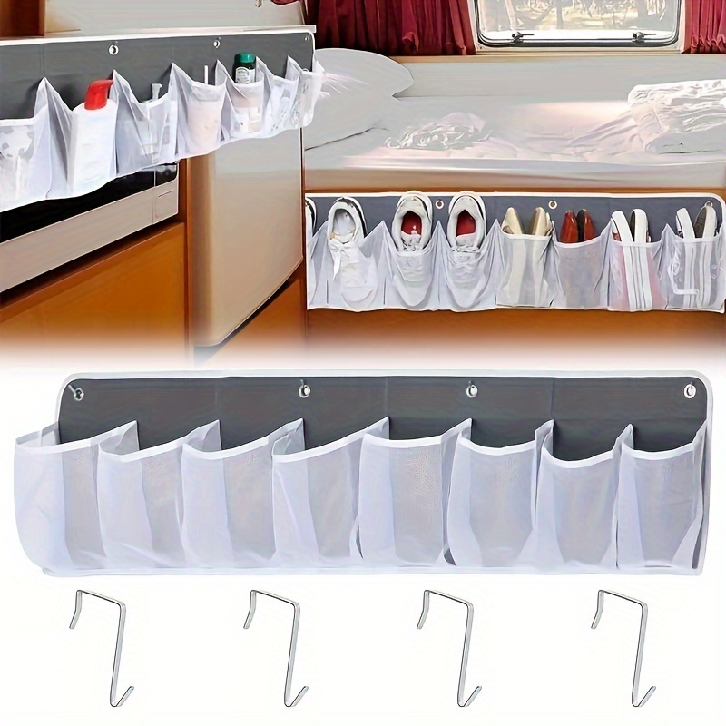 

A Mesh Storage Bag, For Storing Items, With Hooks , For Rvs, Motorhomes.