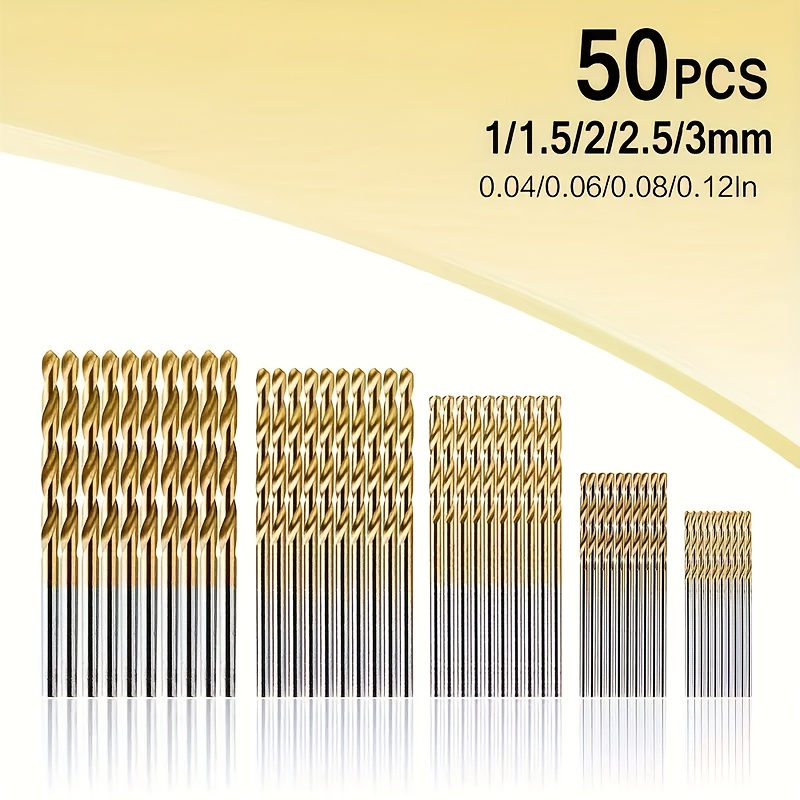 

50pcs Titanium-coated Steel Drill Bit Set With 135° Tip, Hex Shank & Storage Case - Ideal For Steel, Aluminum, Copper & Alloys, Sizes 1/16" To 1/2