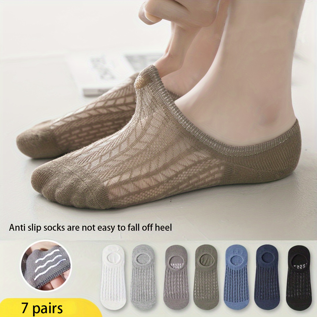 

7 Pairs Mesh Hollow Non-slip Invisible Socks, Comfy & Breathable Short Socks, Women's Stockings & Hosiery