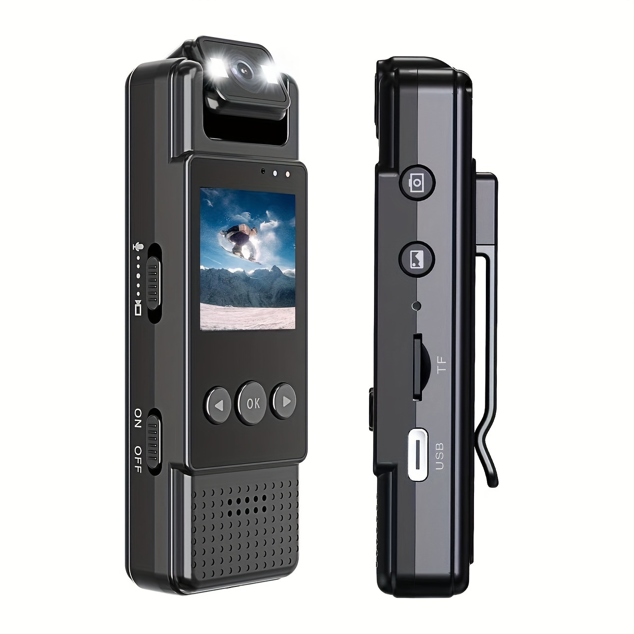 1080p full hd wearable action camera portable video recorder with 1200mah lithium polymer battery usb dual charging   one click audio video recording night   no sd card included details 2