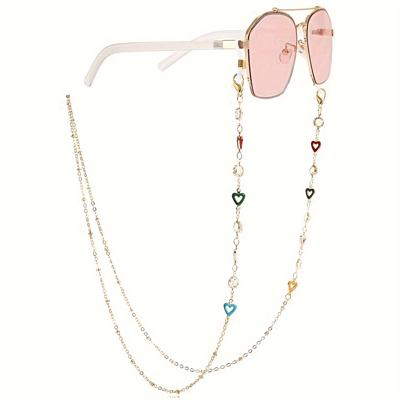

Colorful Heart Glasses Chain Anti Slip Sunglasses Lanyard Strap Cute Alloy Mask Face Covering Eyewear Retainer
