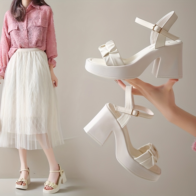 womens sandals ruched toe ankle strap Temu Canada