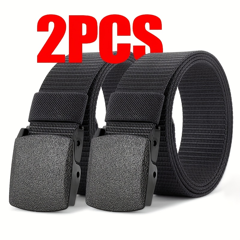 TEMU 2-pack Men's Belts, Reinforced Plastic Quick-release , Wear-resistant And Tear-proof, Stretch-resistant, Adjustable, For Outdoor Work/daily Use,