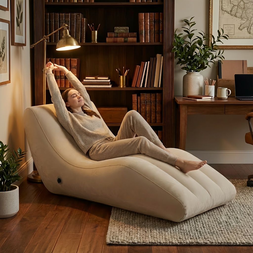Thickened Inflatable Chaise Lounge – Comfortable Support for Extended Sitting, Quick Inflation And Space-Saving Storage, Durable for Indoor/Outdoor Use, Perfect for Reading, Camping, Picnics And Home Relaxation