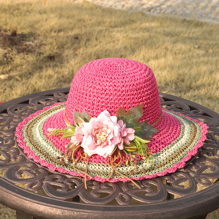 Chapeau à Fleurs Au Crochet Pour Bébé Fille 2-4 Ans - Coton 100%, Fait Main, Neuf Avec étiquettes
