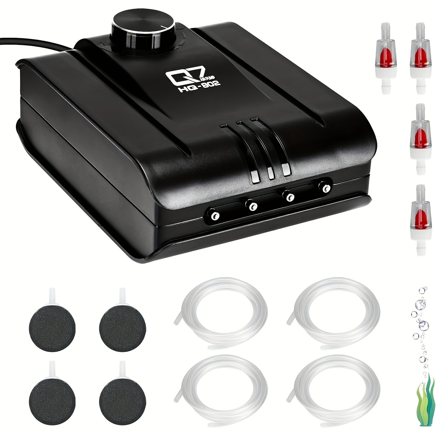 Image of Air Pump For Aquariums Featuring 4 Outlets (1.6l/min, Suitable For Up To 400 Gallons), Silent Operation With Adjustable Air Valve For Aquariums, Hydroponics, Fish Tanks, And , Without Battery