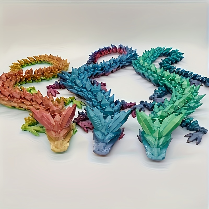 

3d Printed Gemstone Dragon Statue - Color Gradient Design, Suitable For Halloween And Christmas Decorations | , Plastic Material, Theme