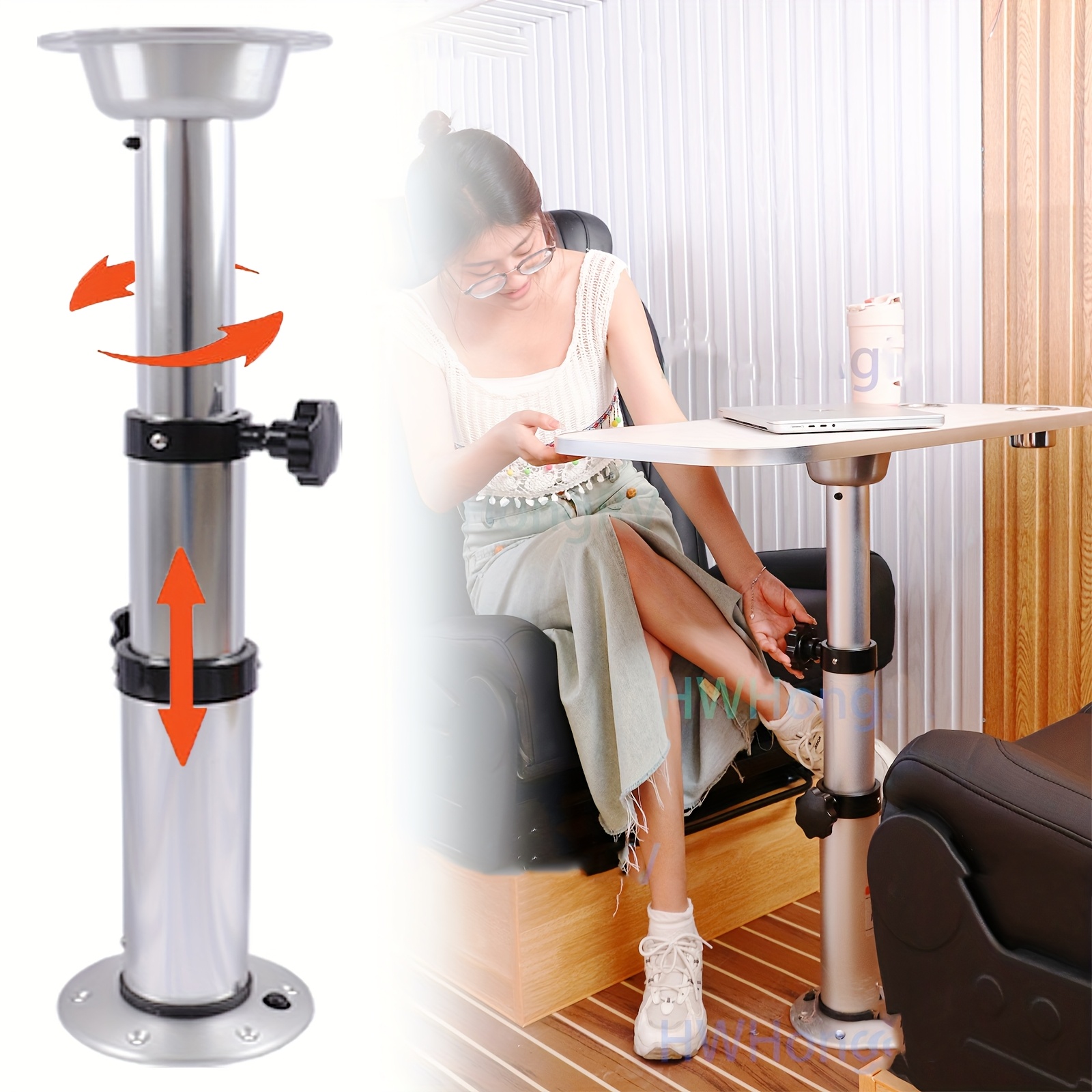 Hwhongrv 3 Levels Adjustable Rv Boat Table Pedestal, Detachable Aluminum Alloy Rv Table Legs Stand Base Telescoping Mount Frame 17-29 Inch Height Range For Rv Marine Boat Marine Yacht