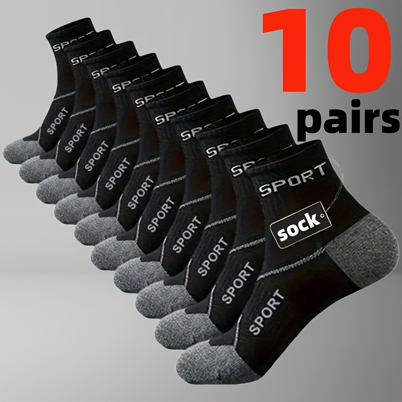 TEMU 168-needle Knitted Mesh Breathable Sports Socks, 10-pair Men's Sweat-absorbing And Breathable Business Casual Sports Socks, Suitable For .