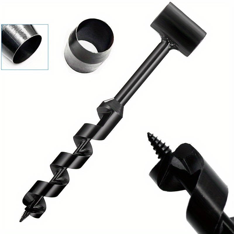 

1pc 10/16/19/25mm Manual Wild Survival Drill, Woodworking Extended Hand Drill, Black Four-blade Drill, Multi-purpose Drill