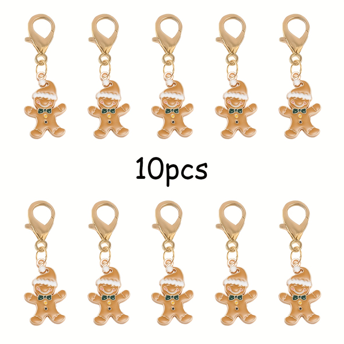 10pcs Christmas Series Gingerbread For Man Keychain Pendant Bag Accessory Gift, Christmas Decorative Hanging Keychain